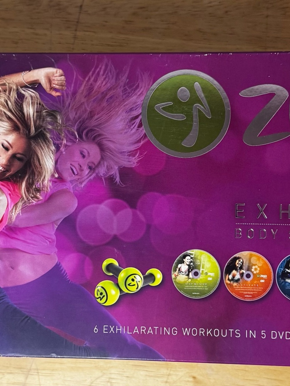 Zumba Fitness Exhilarate Body Shaping System DVD Set w/ Toning Sticks 5 Disc